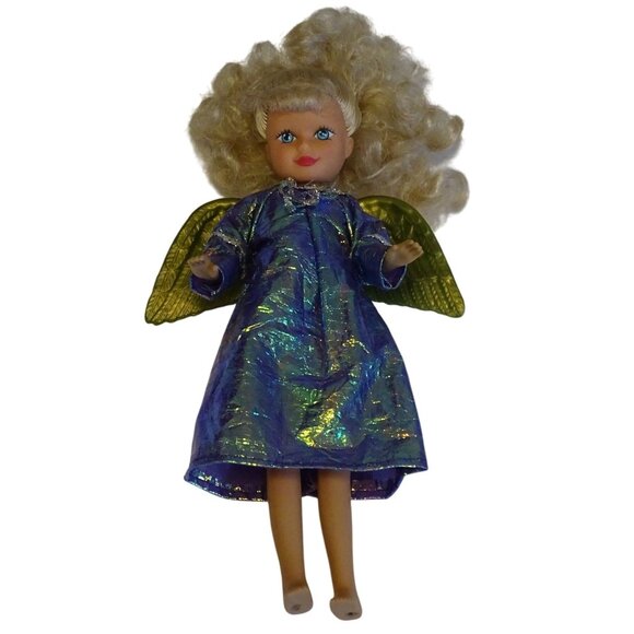 Vintage 1990 Kid Kore Katie Doll With Angel Wings Blonde Curly Hair Blue Eyes - Picture 1 of 12